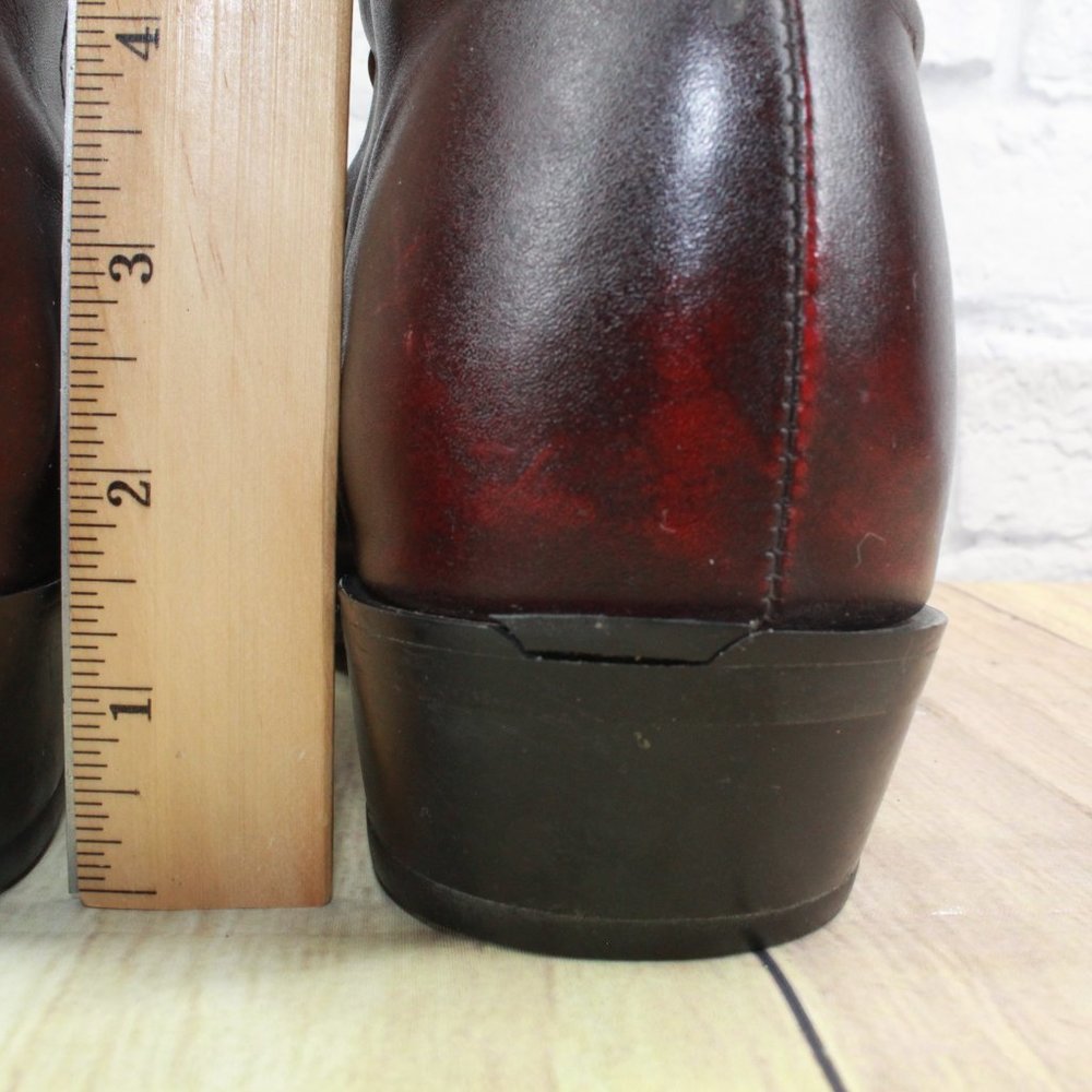 Tony Lama Brown Leather Side Zip Western Cowboy Ankle Boots Size 9.5 - Picture 11 of 11